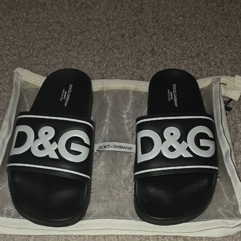 🖤 Dolce & Gabbana Bambino Ciabatta JR Slides – Nero/Blanco – Size 38 – LIKE NEW